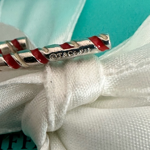 Tiffany & Co Candy Cane Christmas Charm Sterling Silver Red Enamel- collector's - Picture 8 of 10